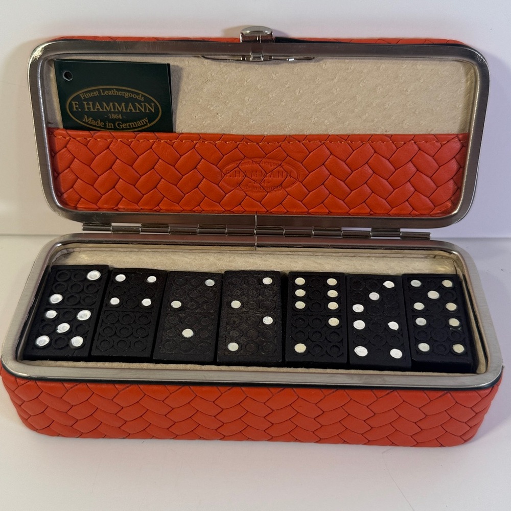 Leather Travel Domino Set by F Hammann